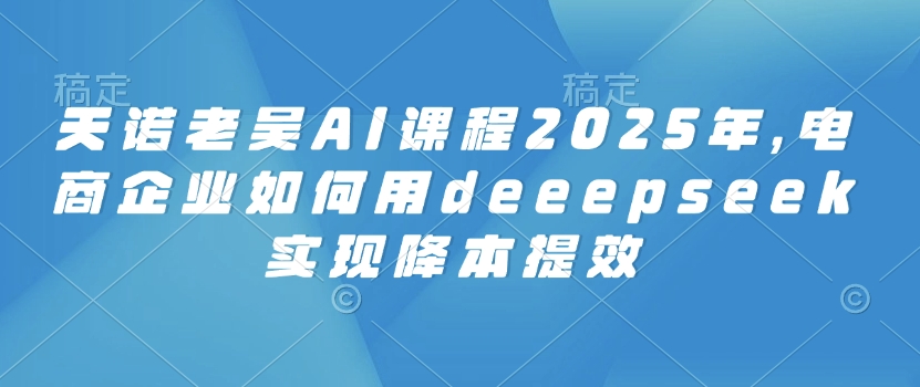 天诺老吴AI课程2025年，电商企业如何用deeepseek实现降本提效-丸动小站