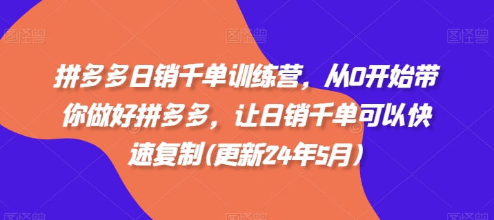 拼多多日销千单训练营，从0开始带你做好拼多多，让日销千单可以快速复制(更新25年2月)-丸动小站