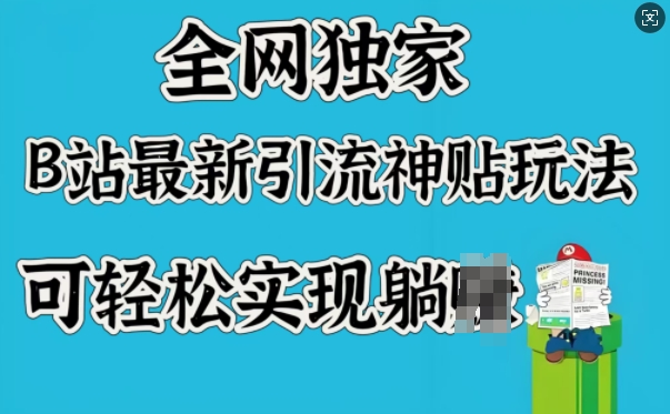 全网独家，B站最新引流神贴玩法，可轻松实现躺Z-丸动小站