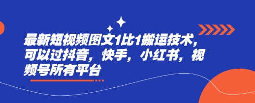 最新短视频图文1比1搬运技术，可以过抖音，快手，小红书，视频号所有平台-丸动小站