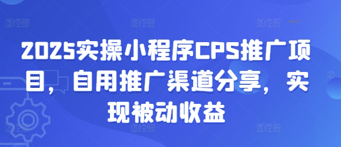 2025实操小程序CPS推广项目，自用推广渠道分享，实现被动收益-丸动小站