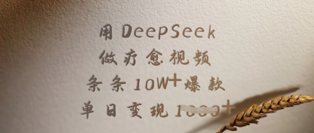 用DeepSeek做疗愈视频，条条10W+爆款，单日变现多张-丸动小站