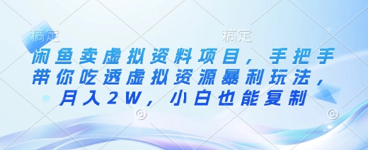 闲鱼卖虚拟资料项目，手把手带你吃透虚拟资源暴利玩法，月入2W，小白也能复制-丸动小站