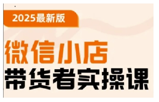 2025最新版微信小店带货者实操课，基础操作到高级运营技巧，快速上手-丸动小站