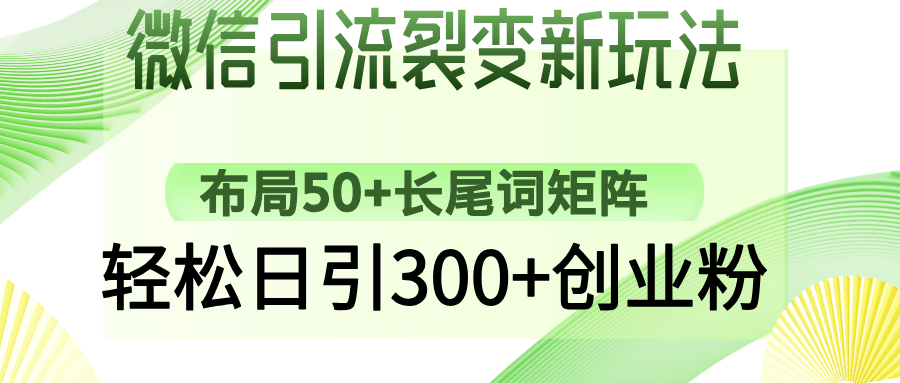 微信引流裂变新玩法：布局50+长尾词矩阵，轻松日引300+创业粉-丸动小站