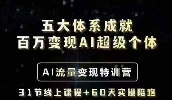 五大体系成就百万变现AI超级个体- AI流量变现特训营，一步一步教你一个人怎么年入百W-丸动小站