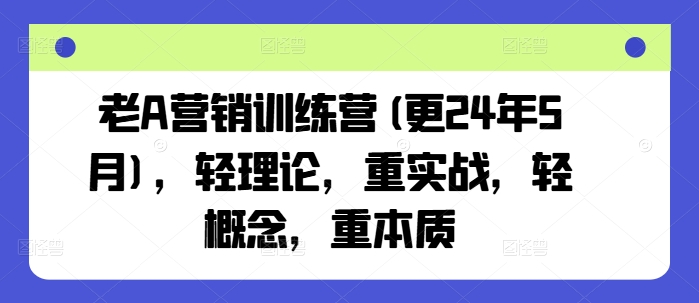 老A营销训练营(更25年3月)，轻理论，重实战，轻概念，重本质-丸动小站