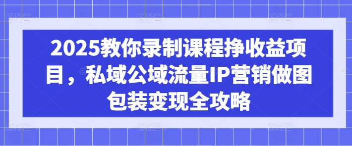 2025教你录制课程挣收益项目，私域公域流量IP营销做图包装变现全攻略-丸动小站